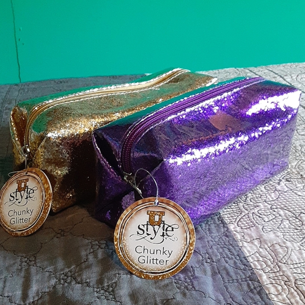 💛Chunky Glitter Makeup Bags💜